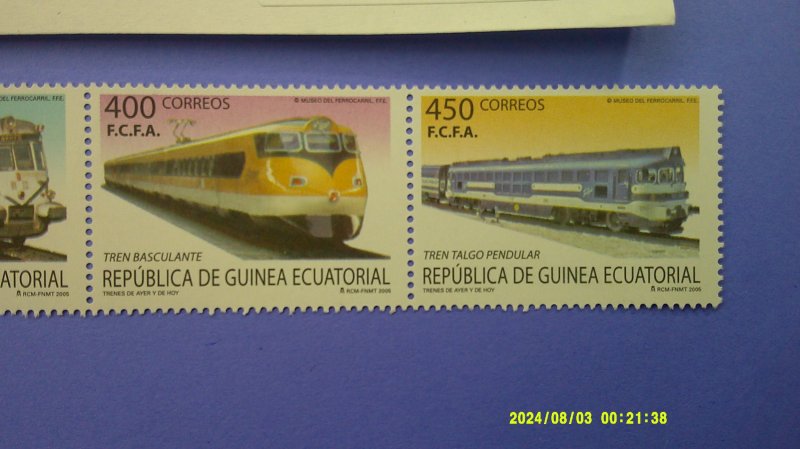 Equatorial Guinea 2005 Trains Scott# 272 Strip of 4 designs Complete Mint XF NH