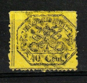 Roman States stamp #24a, used, glazed paper,  CV $75.00