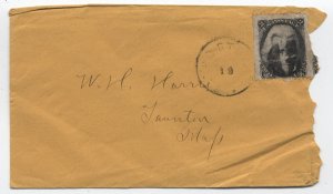 1860s Boston MA 2 cent blackjack cover to Taunton [y8887]