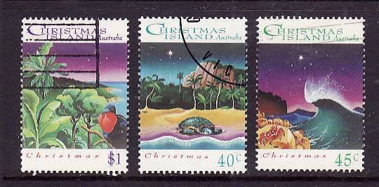 Christmas Is.-Sc#354-6-used set-Christmas-1993-