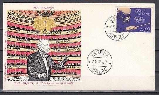 Italy, Scott cat. 948. Conductor A. Toscanini issue on a First day cover.