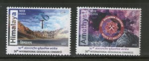 India 2022 Int‘al Geological Congress Himalaya Amethyst Gems Crystal 2v MNH