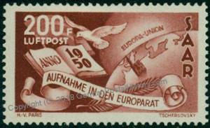 Germany Post-WWII French Zone Saar 1950 200Fr Luftpost Airmail Mi298 MH 49916