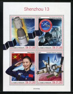 SAO TOME 2021 SHENZHOU 13 SPACE STATION  SHEET MINT NEVER HINGED