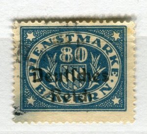 GERMANY; BAVARIA 1920 early Official Optd. issue fine used 80pf. value