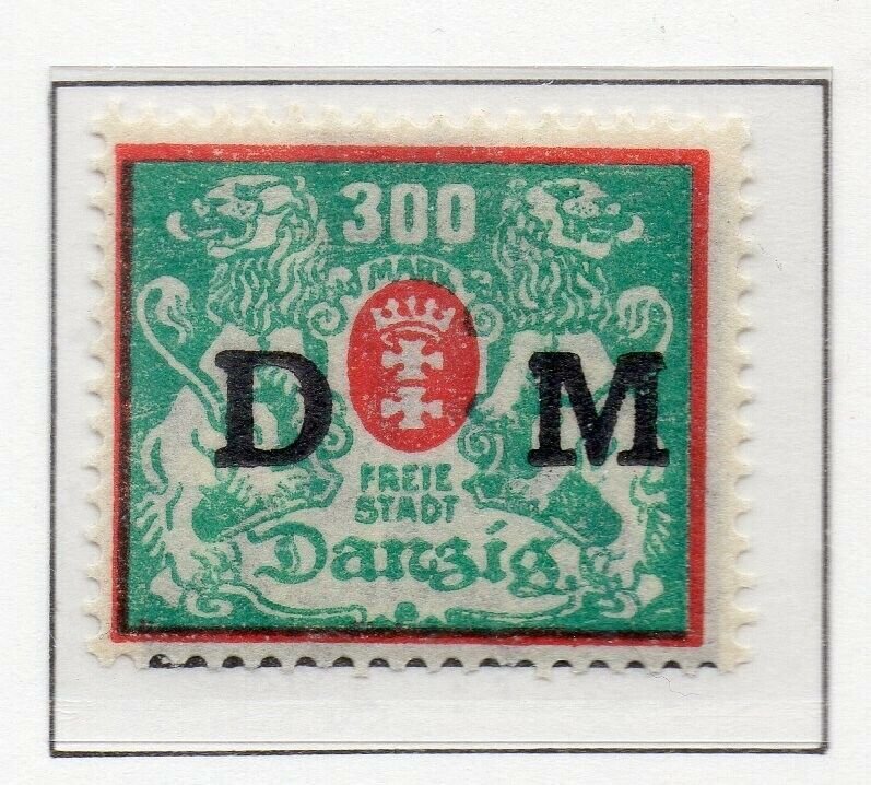 Danzig 1923 Early Issue Fine Mint Hinged 300M. DM Optd NW-140666
