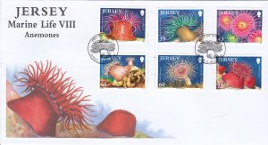 Jersey 2010 Marine Life Set of 6, on official FDC
