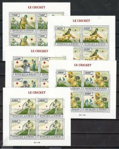 Burundi, 2013 issue. Cricket Sports on 5 IMPERF sheets of 4. ^