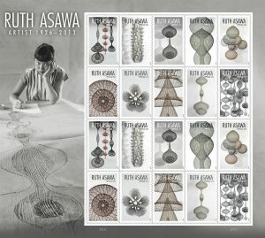 2020 US Stamp - Ruth  Asawa - Pane of 20 - SC# 5504-5513