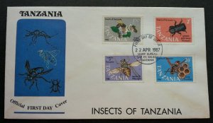 Tanzania Insects 1987 Honey Bee Wasp Mosquito Flower (stamp FDC) *see scan
