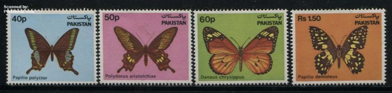 Pakistan 1983, Butterflies 4v, MNH