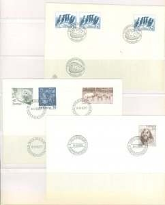 Sweden 1155/1212-14/1234 1977-78 3 U/A FDCs; birds, bears, horses