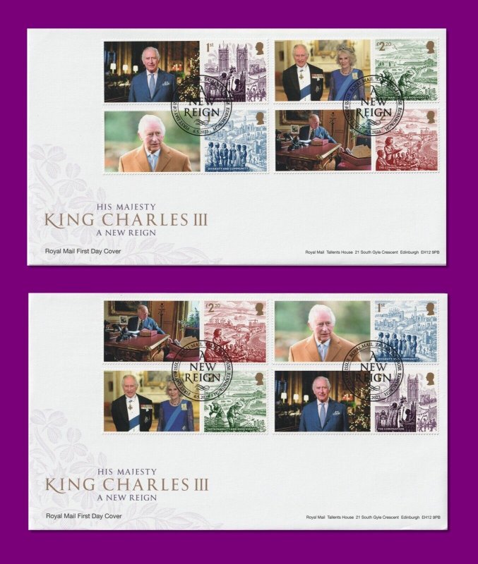 GB 2023  A New Reign Collector / Smilers Sheet First Day Covers (2)