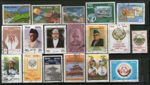 Nepal 18 Different Used Small & Large Stamps on King Wildlife Mountain Culture #