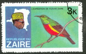 ZAIRE 1979 3K Bird MAP Pictorial Congo River Expedition Issue Sc 903 CTO Used