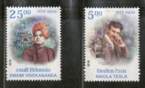 India 2018 India Serbia Joints Issue Nicola Tesla Swami Vivekananda 2v MNH