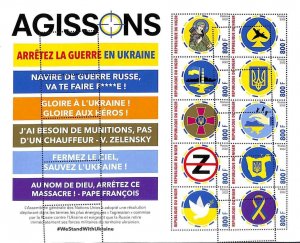 A9132 - NIGER - MISPERF ERROR Stamp Sheet - 2022 - Peace for Ukraine-