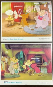 St Vincent Grenadines 2 Disney Great Mouse Detective Souvenir Sheets 1992