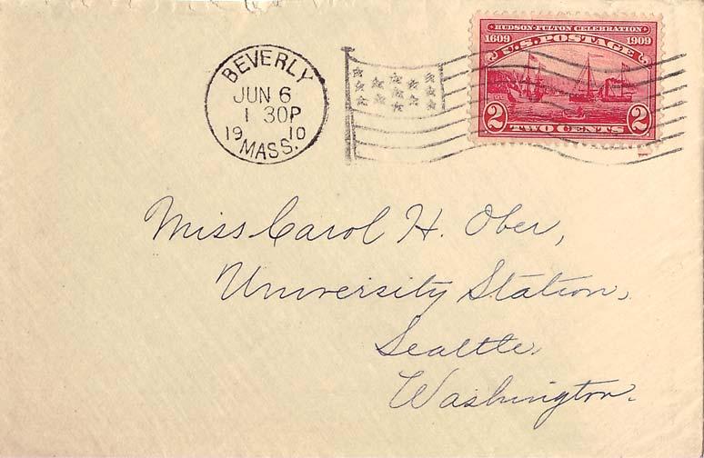 United States Massachusetts Beverly, Mass. 1910 American Flag Type B14 ()  2c...