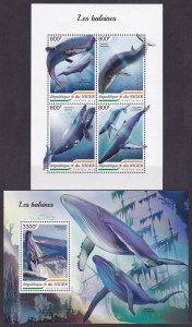 2018 Niger 5888-5891KL+5892/B879 Marine fauna - Whales 26,00 €
