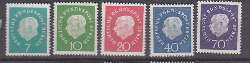 J48154 J L Stamps, 1959 berlin set  mnh #9n165-9 heuss