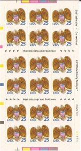 US Stamp - 1989 Eagle & Shield - Booklet Pane of 18 Stamps #2431a