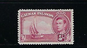 CAYMAN ISLANDS SCOTT #110 1938-43 GEORGE VI 5SH (ROSE)  LIGHT  HINGED