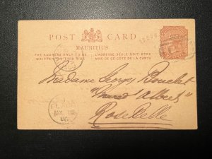 1886 British  Mauritius Postcard Cover to Rose Belle 2