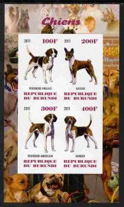 Burundi 2011 Dogs #7 imperf sheetlet containing 4 values ...