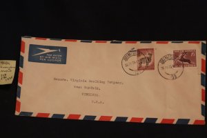 South Africa 196 & 208 on cover Johannesburg to W. Norfolk VA (#1335)