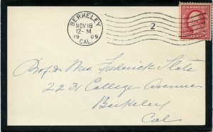 U.S. Scott 332 on 1909 Mourning Cover Sent from Berkeley, California