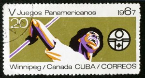 CUBA Sc# 1244  PAN AMERICAN GAMES Winniipeg   20c WEIGHTLIFTING 1967  used cto