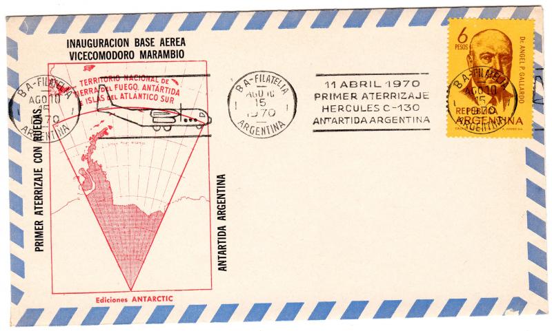 Argentina 1970 Antartic 1st.airmail Inaguration of air base Marambio Polar Cover
