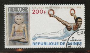 Guinea Scott C111 thinned 1969 Mexico Olympic stamp CV$0.75