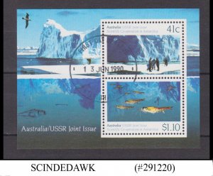 AUSTRALIA USSR JOINT ISSUE - 1990 SCIENTIFIC COOPERATION ANTARCTICA MIN/SHT FDI