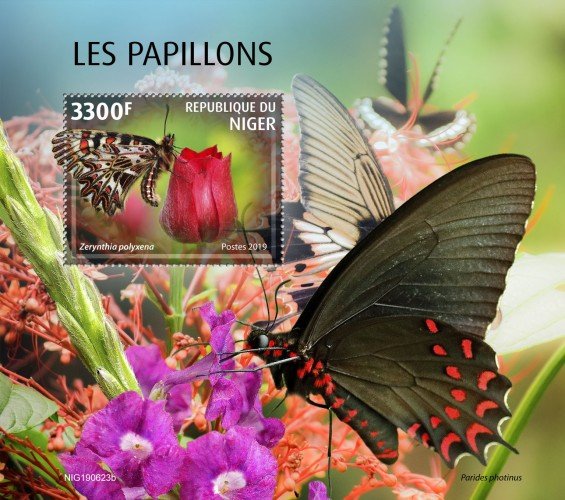 NIGER - 2019 - Butterflies - Perf Souv Sheet - MNH