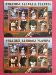 Malawi 2007 Greatest Baseball Player Athletes Sports 2 M/S Stamps perf & imperf