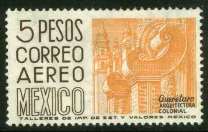 MEXICO C266, $5Pesos 1950 Definitive 2nd Printing wmk 300. MINT, NH. F-VF.