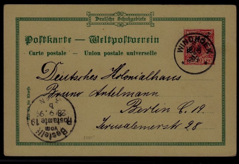 South West Africa (Germany col.) used card 1899 Windhoek