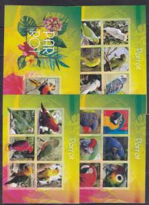 4pcs Nature  Animals Birds PARROTS  Imperf. - 2017  (private issue) FGA