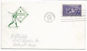 US 855 (PL-35b) 3c Baseball on FDC Farnam Cachet ECV $75.00