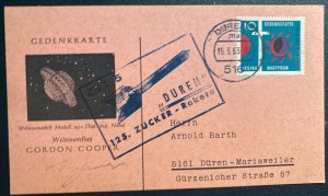 1963 Duren Germany Rocket Flight Airmail Postcard Cover Locally Used G Zucker
