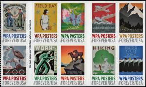 SC#5180-89 (49¢) WPA Posters Block of Ten (2017) SA