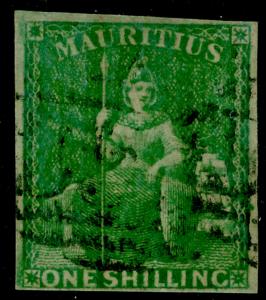 MAURITIUS SG35, 1s yelow-green, FINE USED. Cat £150.