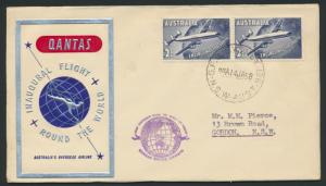 1958 Qantas First Round the World Flight Cover  AAMC 1386 SPECIAL - please re...