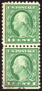 1914, US 1c, Washington, Used pair, Sc 424