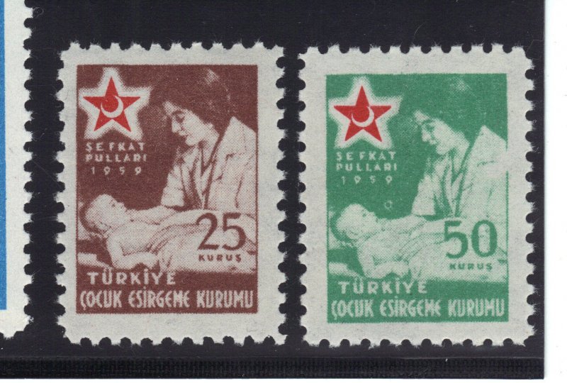 Turkey Stamp 1959 Red Crescent Society 2 Stamps Mint NH Never Hinged