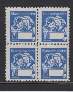 Austrian Savings Stamp - Class Savings, 1 Schilling - Blue Block of 4