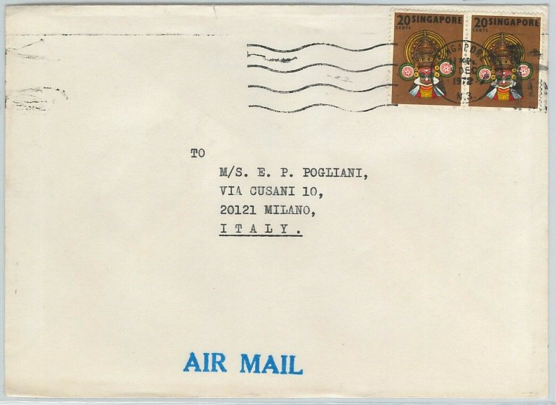 61333  - SINGAPORE - POSTAL HISTORY - AIRMAIL COVER to ITALY 1972