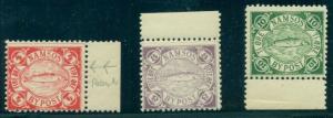 NORWAY 1888 Locals – NAMSOS, 3 different values depicting Fish, og, NH, VF